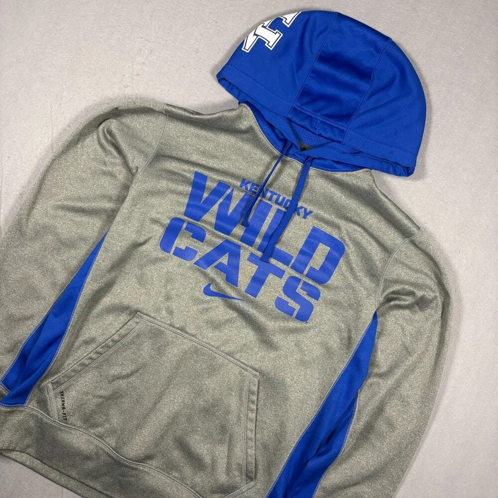 Nike Therma-Fit Kentucky Wildcats Pullover Hoodie Men's S Grey Blue White